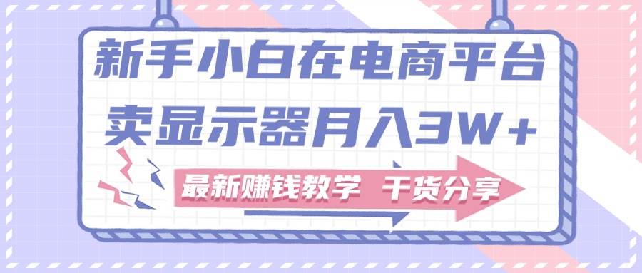 新手小白如何做到在电商平台卖显示器月入3W+，最新赚钱教学干货分享吉晟搞钱-网创项目资源站-副业项目-创业项目-搞钱项目吉晟搞钱