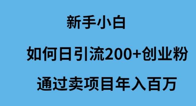 新手小白如何日引流200+创业粉通过卖项目年入百万吉晟搞钱-网创项目资源站-副业项目-创业项目-搞钱项目吉晟搞钱