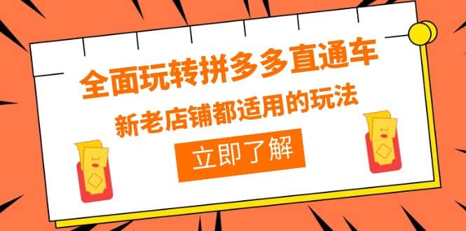 全面玩转拼多多直通车，新老店铺都适用的玩法（12节精华课）吉晟搞钱-网创项目资源站-副业项目-创业项目-搞钱项目吉晟搞钱
