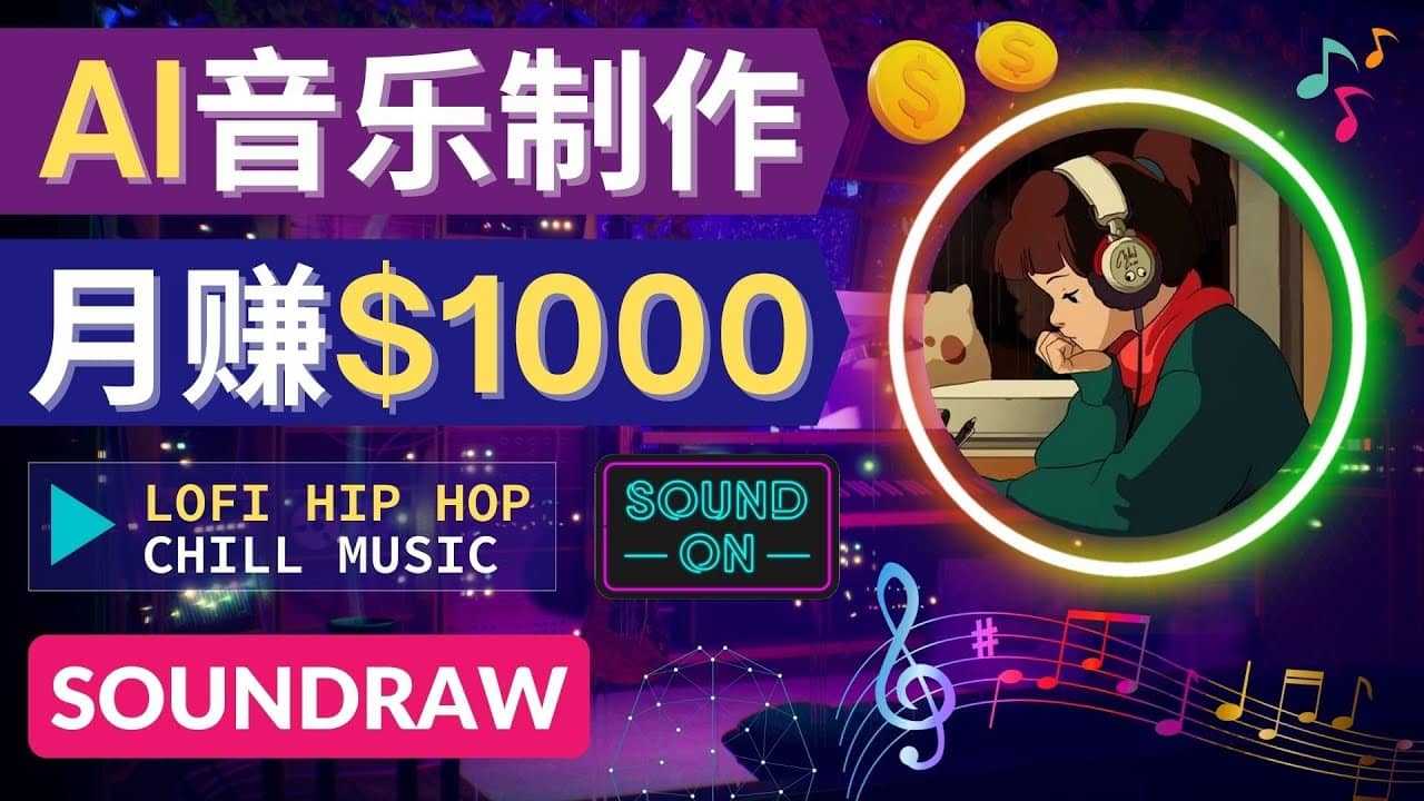 无需任何音乐基础： 使用AI软件制作Lofi Hip Hop Chill Music 月赚1000美元吉晟搞钱-网创项目资源站-副业项目-创业项目-搞钱项目吉晟搞钱