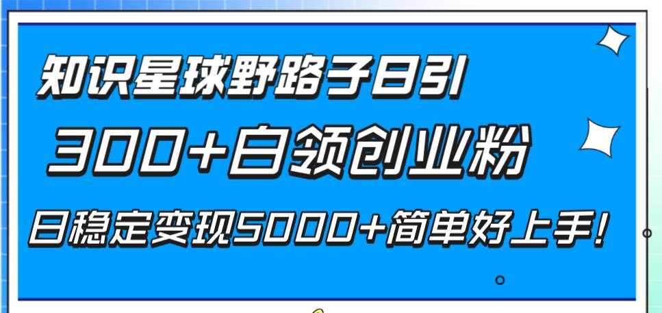 知识星球野路子日引300+白领创业粉，日稳定变现5000+简单好上手！吉晟搞钱-网创项目资源站-副业项目-创业项目-搞钱项目吉晟搞钱