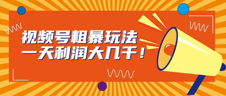 视频号粗暴玩法，一天利润大几千吉晟搞钱-网创项目资源站-副业项目-创业项目-搞钱项目吉晟搞钱
