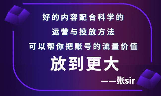 张sir账号流量增长课，告别海王流量，让你的流量更精准吉晟搞钱-网创项目资源站-副业项目-创业项目-搞钱项目吉晟搞钱