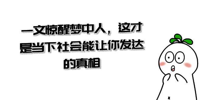 某公众号付费文章《一文 惊醒梦中人，这才是当下社会能让你发达的真相》吉晟搞钱-网创项目资源站-副业项目-创业项目-搞钱项目吉晟搞钱
