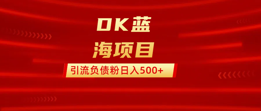 DK蓝海项目  通过，抖音，快手，小红书，引流负债粉日入500+吉晟搞钱-网创项目资源站-副业项目-创业项目-搞钱项目吉晟搞钱