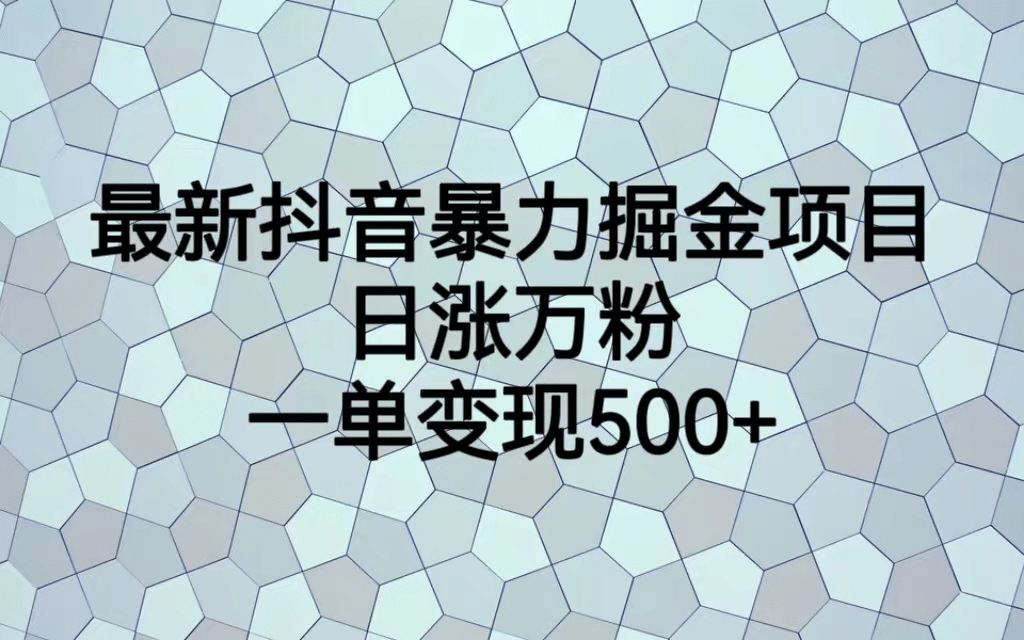 最火热的抖音暴力掘金项目，日涨万粉，多种变现方式，一单变现可达500+吉晟搞钱-网创项目资源站-副业项目-创业项目-搞钱项目吉晟搞钱