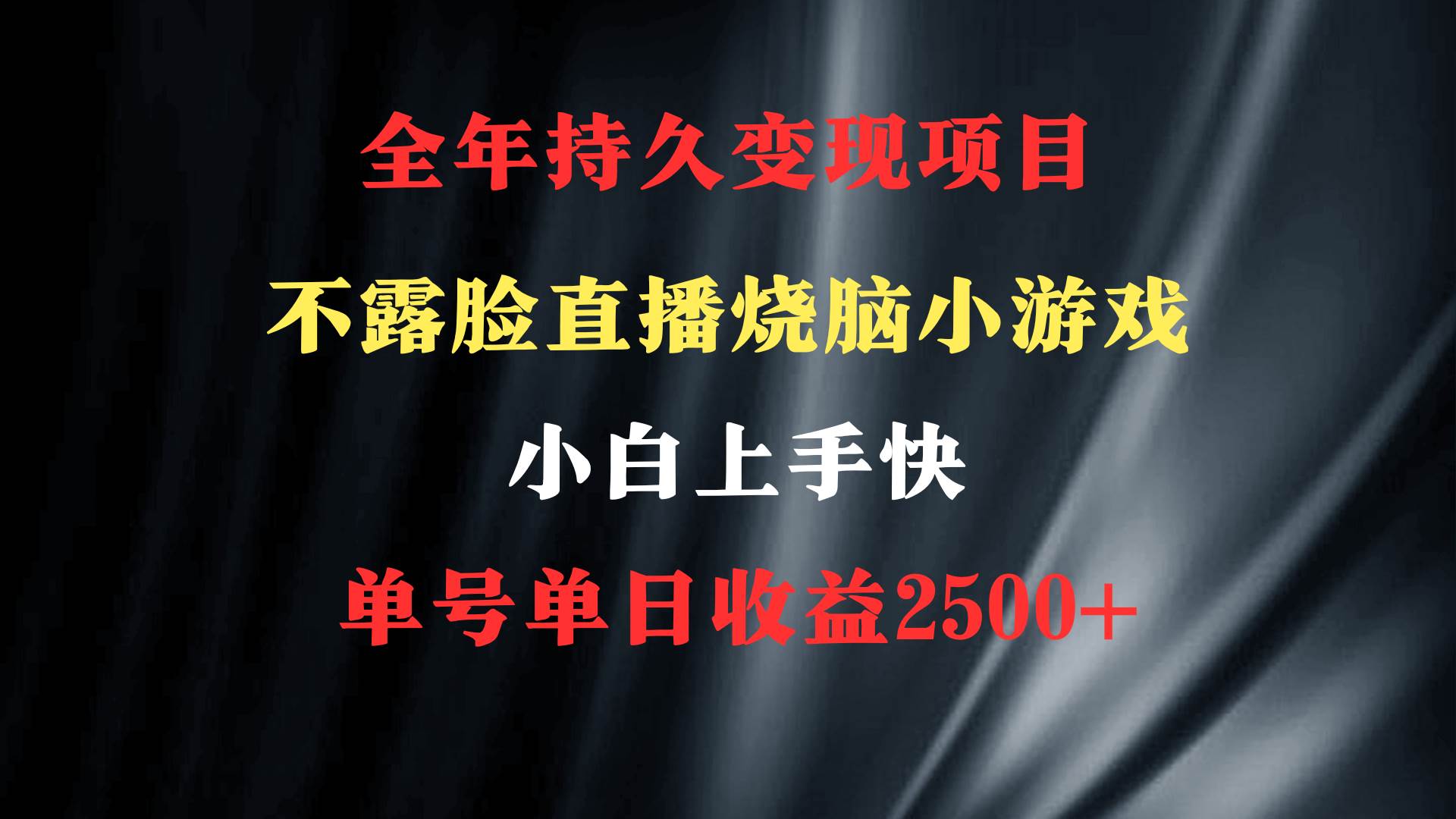 2024年 最优项目，烧脑小游戏不露脸直播  小白上手快 无门槛 一天收益2500+吉晟搞钱-网创项目资源站-副业项目-创业项目-搞钱项目吉晟搞钱