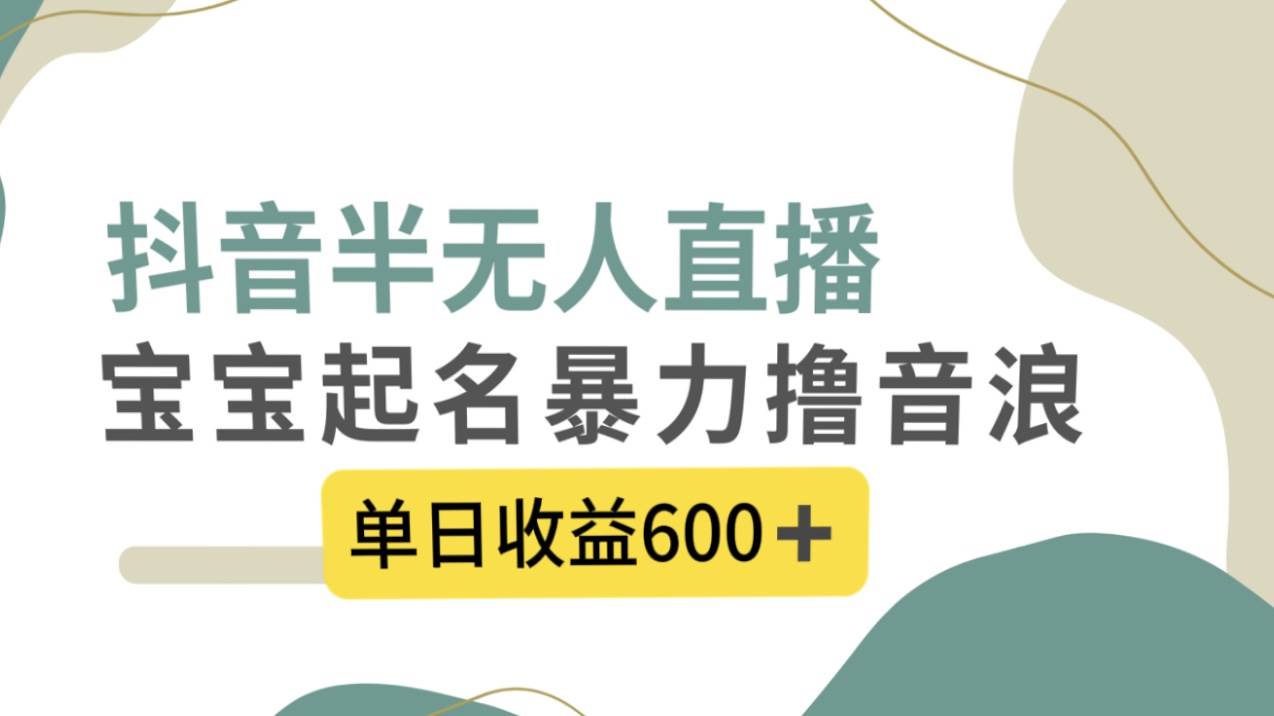 抖音半无人直播，宝宝起名，暴力撸音浪，单日收益600+吉晟搞钱-网创项目资源站-副业项目-创业项目-搞钱项目吉晟搞钱
