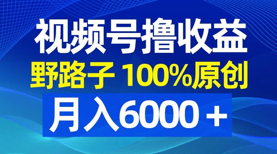 视频号野路子撸收益，100%原创，条条爆款，月入6000＋吉晟搞钱-网创项目资源站-副业项目-创业项目-搞钱项目吉晟搞钱