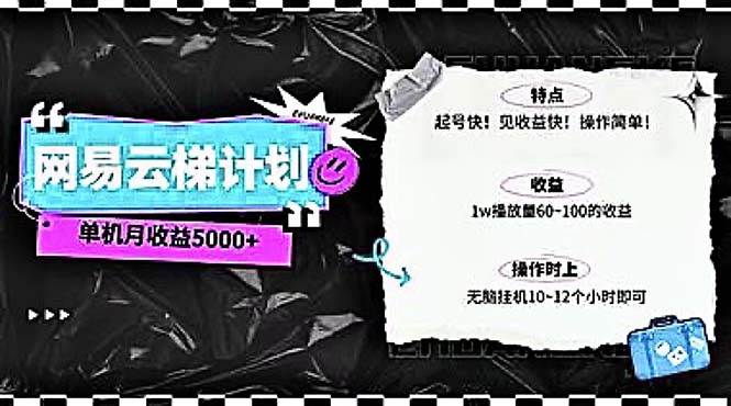 2024网易云云梯计划 单机日300+ 无脑月入5000+吉晟搞钱-网创项目资源站-副业项目-创业项目-搞钱项目吉晟搞钱
