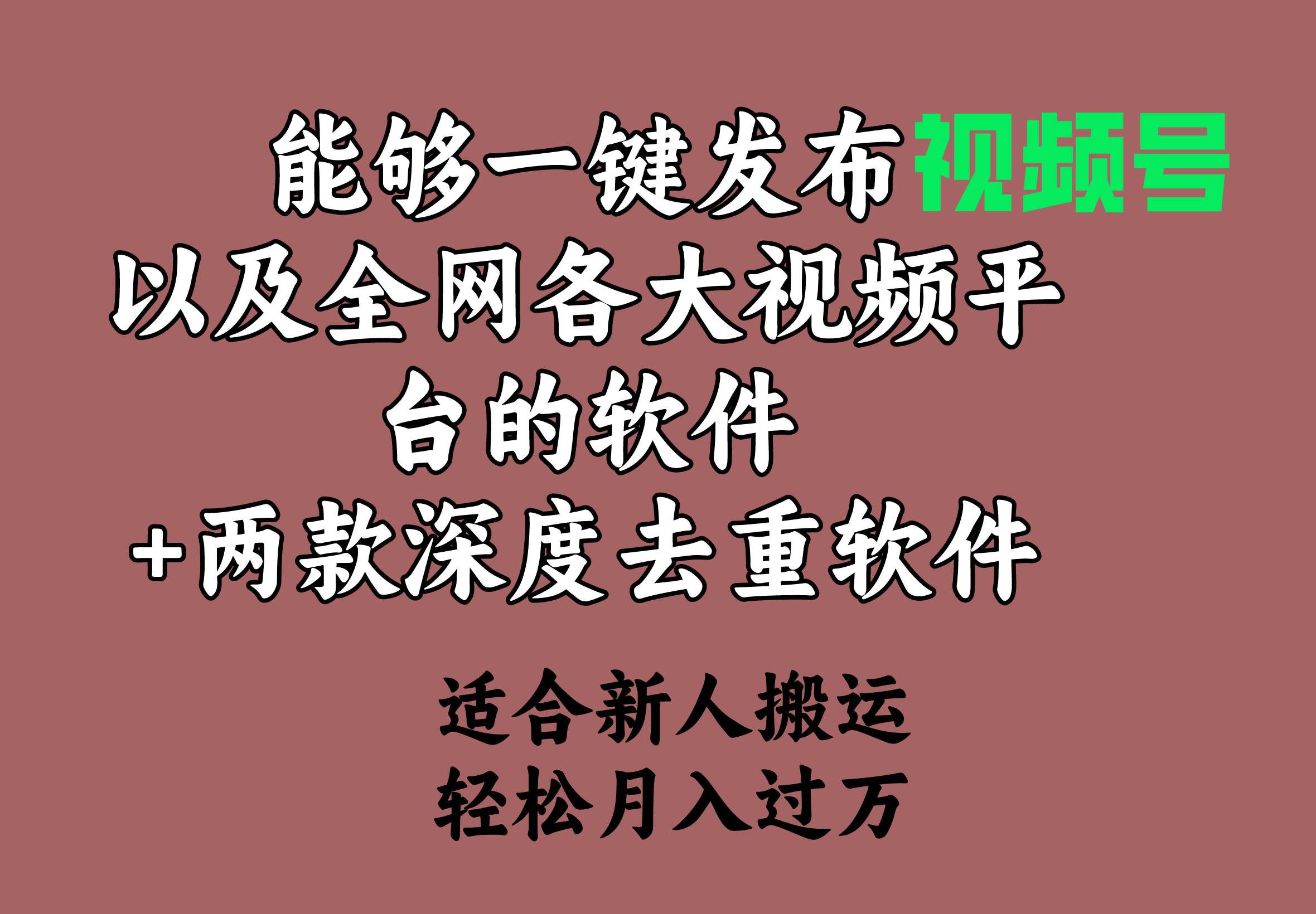 能够一键发布视频号以及全网各大视频平台的软件+两款深度去重软件 适合…吉晟搞钱-网创项目资源站-副业项目-创业项目-搞钱项目吉晟搞钱