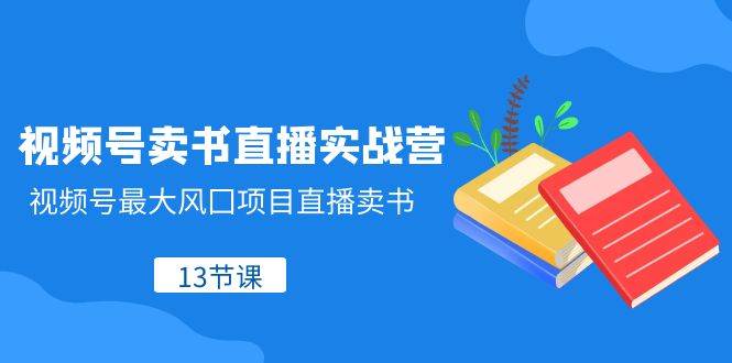 视频号-卖书直播实战营，视频号最大风囗项目直播卖书（13节课）吉晟搞钱-网创项目资源站-副业项目-创业项目-搞钱项目吉晟搞钱