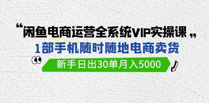 闲鱼电商运营全系统VIP实战课，1部手机随时随地卖货，新手日出30单月入5000吉晟搞钱-网创项目资源站-副业项目-创业项目-搞钱项目吉晟搞钱