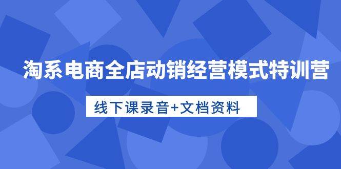 淘系电商全店动销经营模式特训营，线下课录音+文档资料吉晟搞钱-网创项目资源站-副业项目-创业项目-搞钱项目吉晟搞钱
