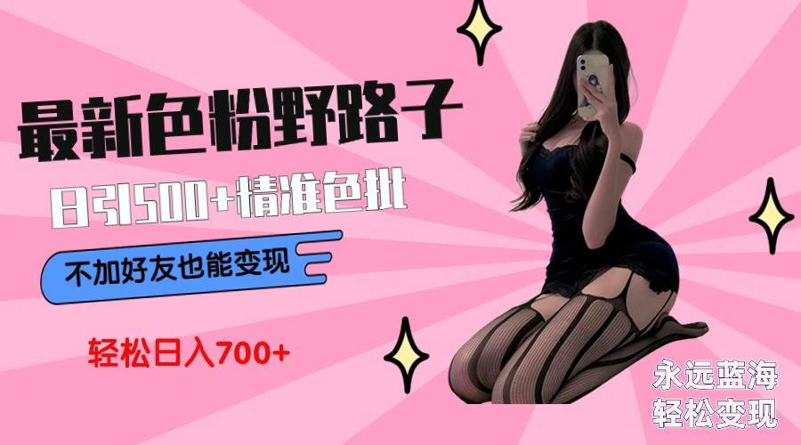 最新色粉变现野路子，日引500+老色批 可不加好友直接变现 小白轻松日入700+吉晟搞钱-网创项目资源站-副业项目-创业项目-搞钱项目吉晟搞钱