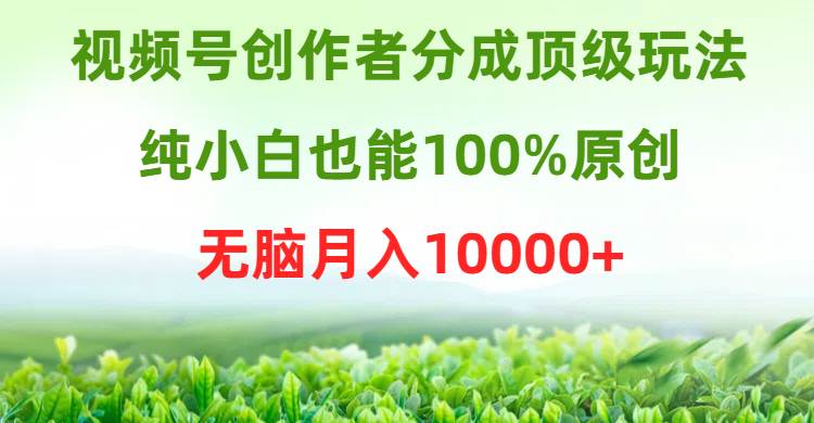 视频号创作者分成顶级玩法，纯小白也能100%原创，无脑月入10000+吉晟搞钱-网创项目资源站-副业项目-创业项目-搞钱项目吉晟搞钱