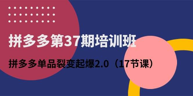 拼多多第37期培训班：拼多多单品裂变起爆2.0（17节课）吉晟搞钱-网创项目资源站-副业项目-创业项目-搞钱项目吉晟搞钱