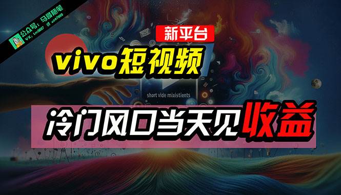 全新平台vivo短视频，新风口AI混剪无脑搬运，冷门风口当天见收益，7天…吉晟搞钱-网创项目资源站-副业项目-创业项目-搞钱项目吉晟搞钱