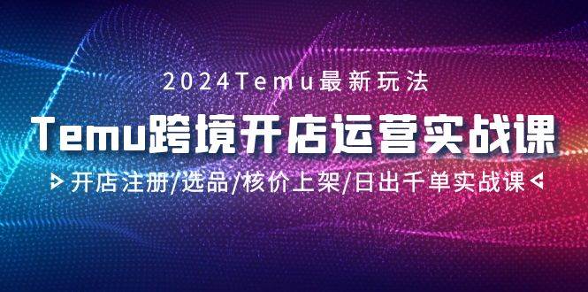 2024Temu跨境开店运营实战课，开店注册/选品/核价上架/日出千单实战课吉晟搞钱-网创项目资源站-副业项目-创业项目-搞钱项目吉晟搞钱