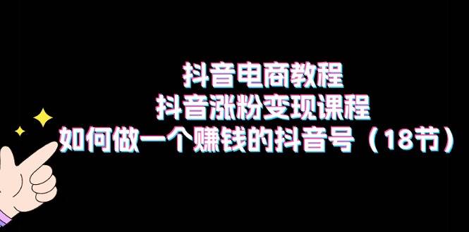抖音电商教程：抖音涨粉变现课程：如何做一个赚钱的抖音号（18节）吉晟搞钱-网创项目资源站-副业项目-创业项目-搞钱项目吉晟搞钱