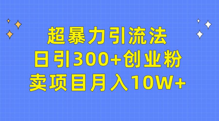 超暴力引流法，日引300+创业粉，卖项目月入10W+吉晟搞钱-网创项目资源站-副业项目-创业项目-搞钱项目吉晟搞钱
