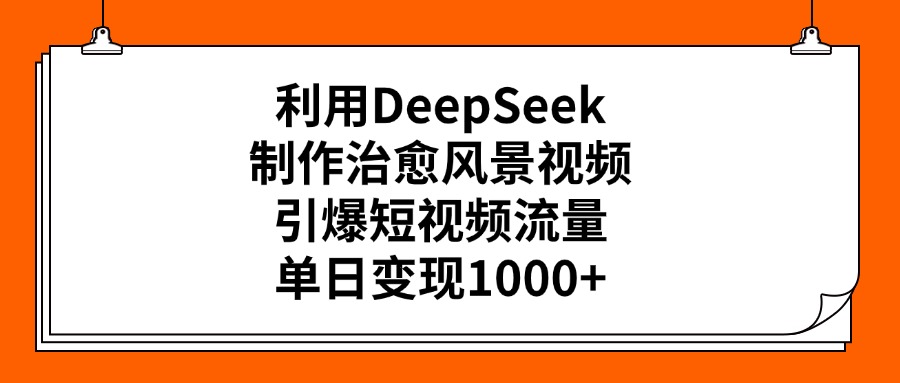 利用DeepSeek制作，治愈风景视频，引爆短视频流量，单日变现1000+吉晟搞钱-网创项目资源站-副业项目-创业项目-搞钱项目吉晟搞钱