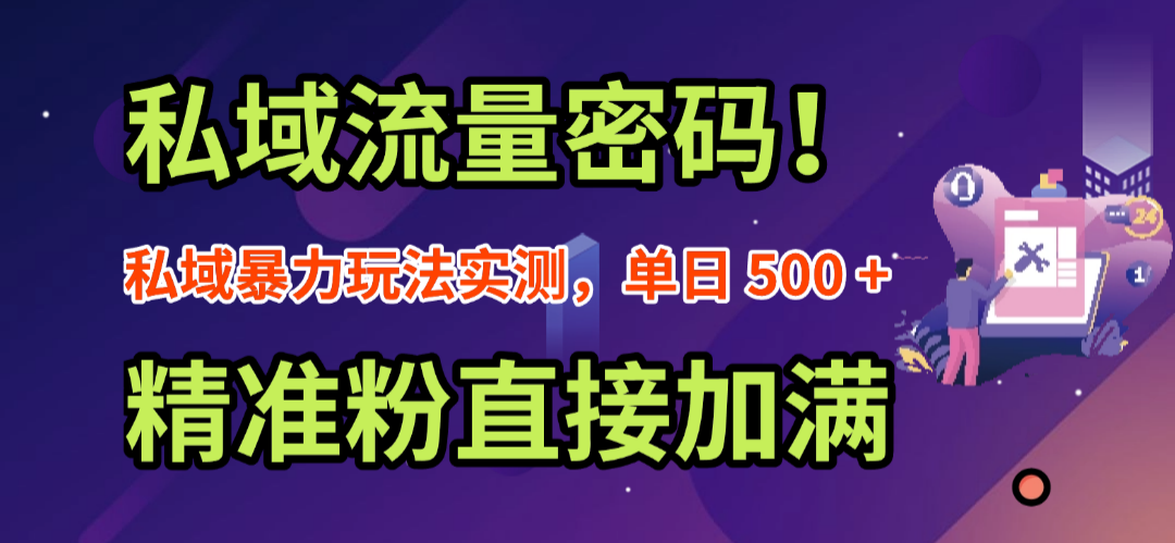 私域流量密码！私域暴力玩法实测，单日 500 + 精准粉直接加满吉晟搞钱-网创项目资源站-副业项目-创业项目-搞钱项目吉晟搞钱